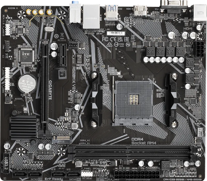 Gigabyte AMD Chipset A520M K V2 AM4 Micro ATX Motherboard