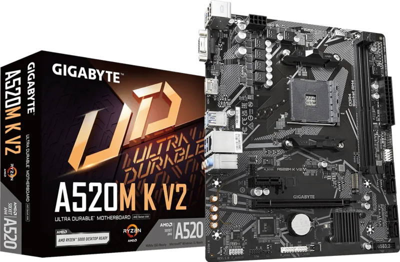 Gigabyte AMD Chipset A520M K V2 AM4 Micro ATX Motherboard