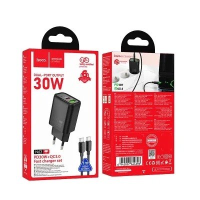 Hoco N63 (EU) 30W Charging Adapter With TC to TC Cable
