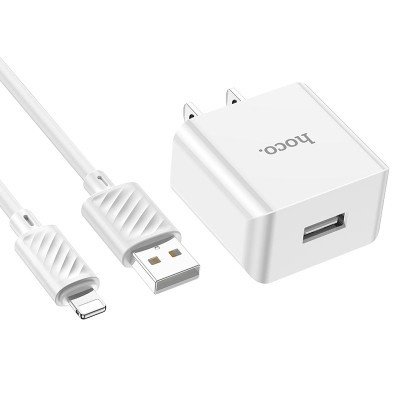 Hoco C106A Leisure Single Port Charger (With Type IP Cable) (IP-EW) (10.5W)