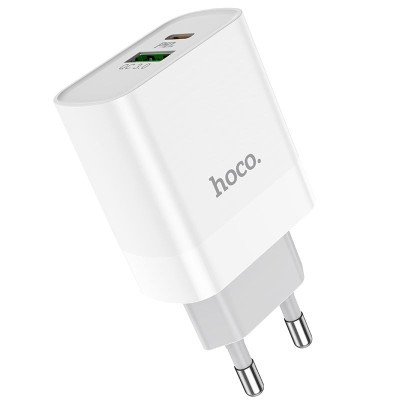 Hoco C80A Charging (EU) Adapter With Type C & Type A Port (No Cable)