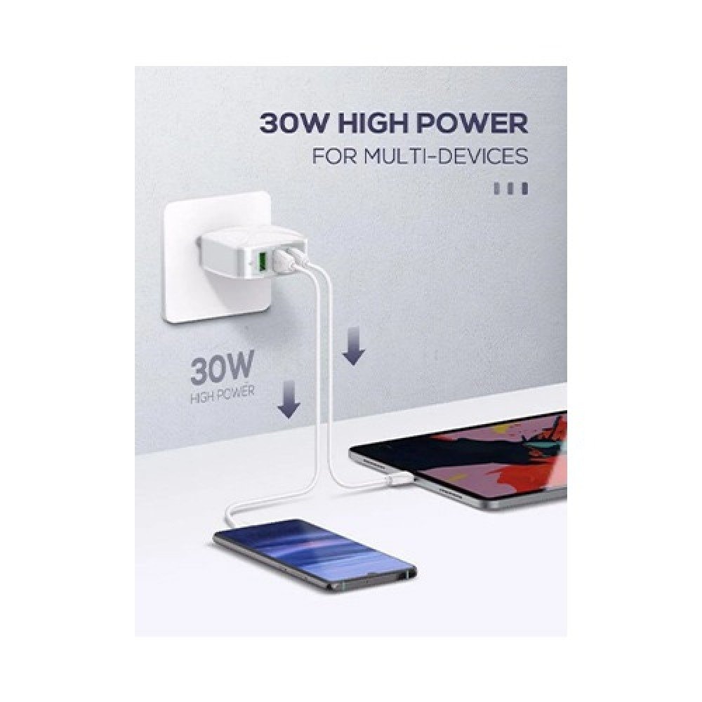 LDNIO A3310Q QC3.0 3-Port Wall Charger with Lightning Cable