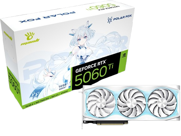 Manli Polar Fox GeForce RTX 5060 Ti OC Triple Fan 16GB GDDR7 Graphics Card