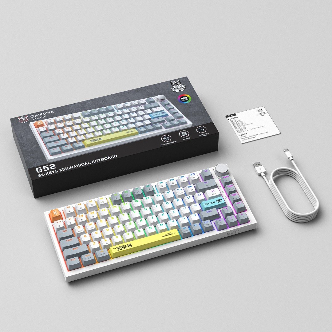 Onikuma G52 RGB Wired 82-key Gaming Mechanical Keyboard (Knob Edition)