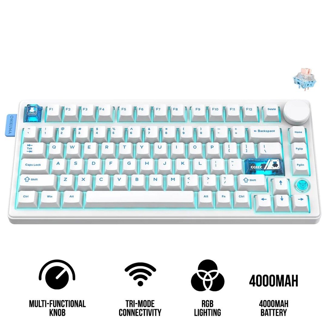 Onikuma MT706 Tri Mode RGB Hot Swap (Customizable Linear Switches)  Mechanical Gaming Keyboard