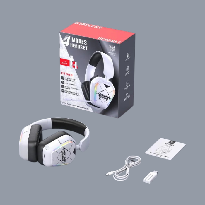 ONIKUMA GT883 4-MODE Long Battery Wireless Headphones (Black White)