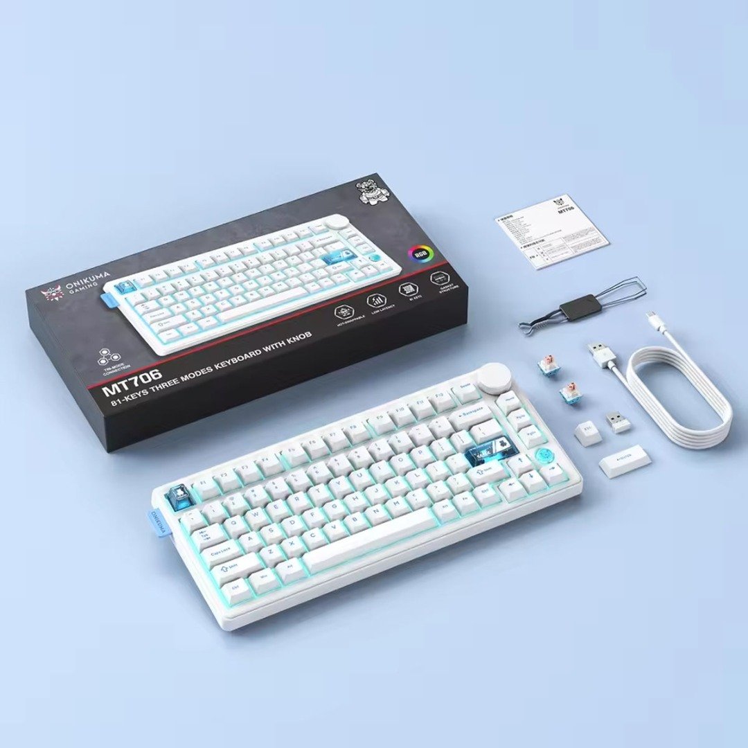 Onikuma MT706 Tri Mode RGB Hot Swap (Customizable Linear Switches)  Mechanical Gaming Keyboard