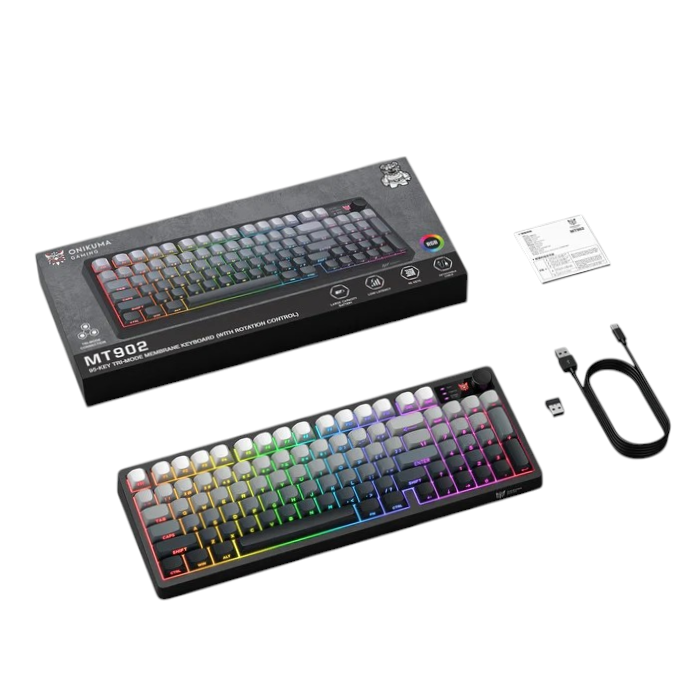 Onikuma MT902 Tri-Mode RGB Keyboard with Rotation Control