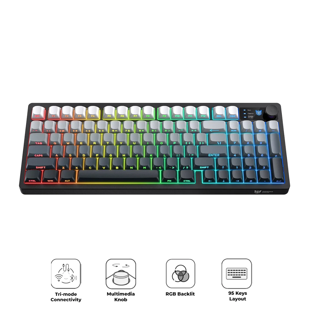 Onikuma MT902 Tri-Mode RGB Keyboard with Rotation Control