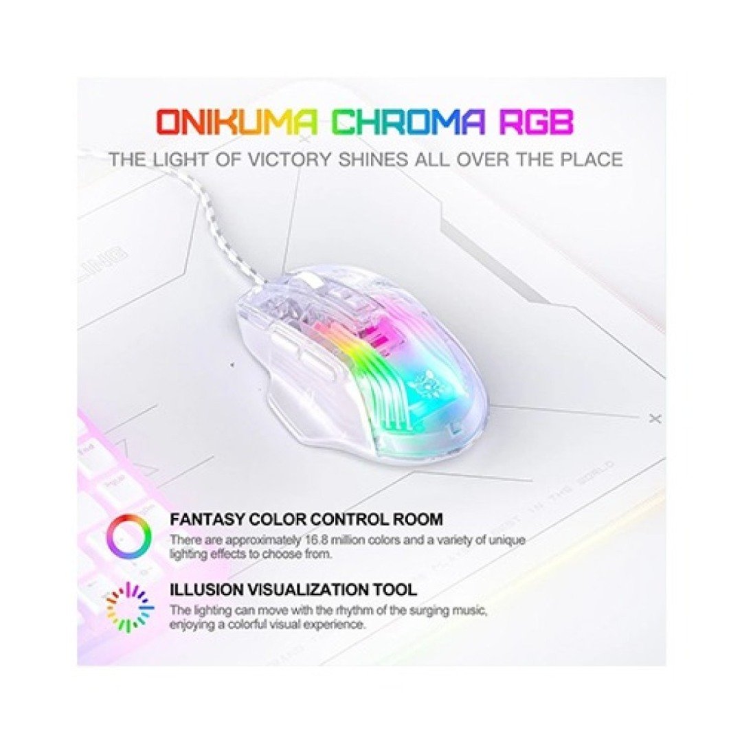 ONIKUMA CW923 12800 DPI Wired RGB Transparent Gaming Mouse