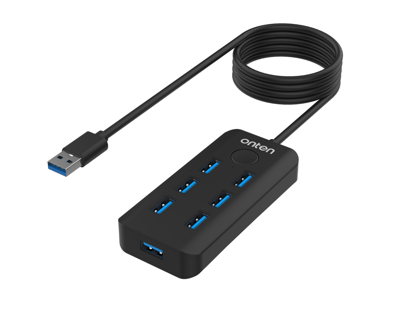 Onten OTN-8120 USB 3.2 Gen 1 7-Port Hub with One-Click Lock Screen Button