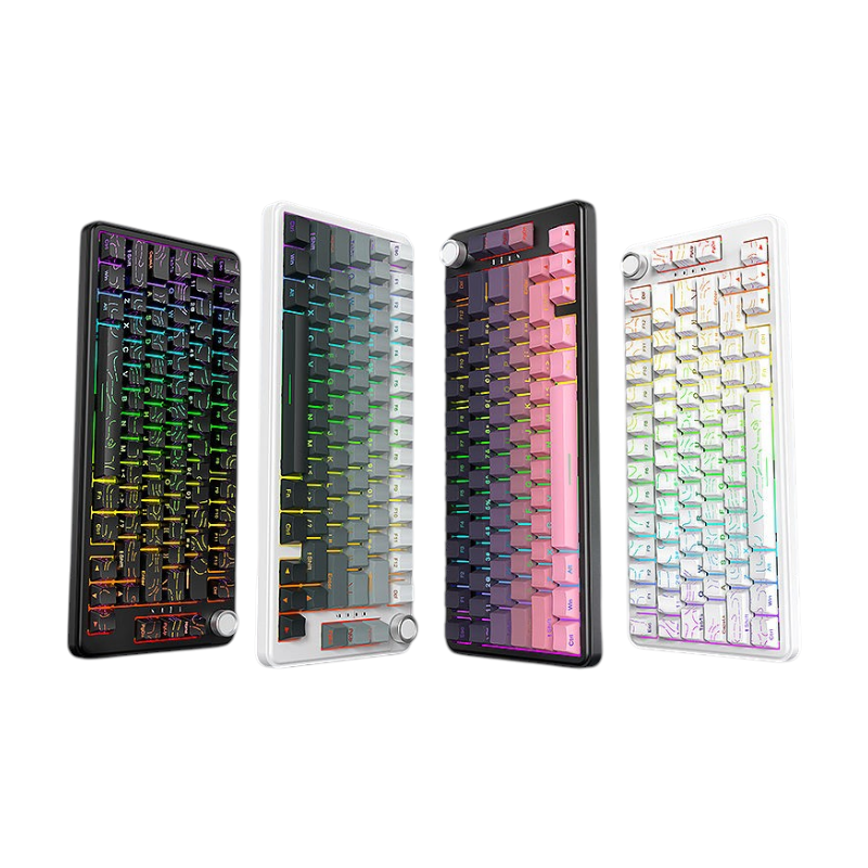 T-WOLF T40 Tri-Mode Custom Mechanical RGB Backlit Keyboard with Knob