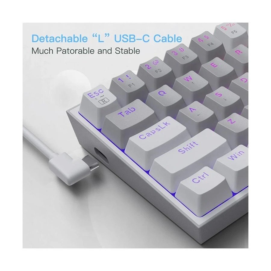 Redragon K617 FIZZ RGB (Red Switch) Gray-White gaming Keyboard
