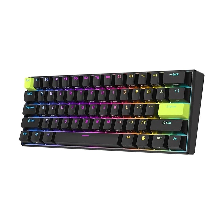 Royal Kludge RK C61 Wired RGB Hot Swap (Magnetic Mint Switch) Black Green Mechanical Gaming Keyboard