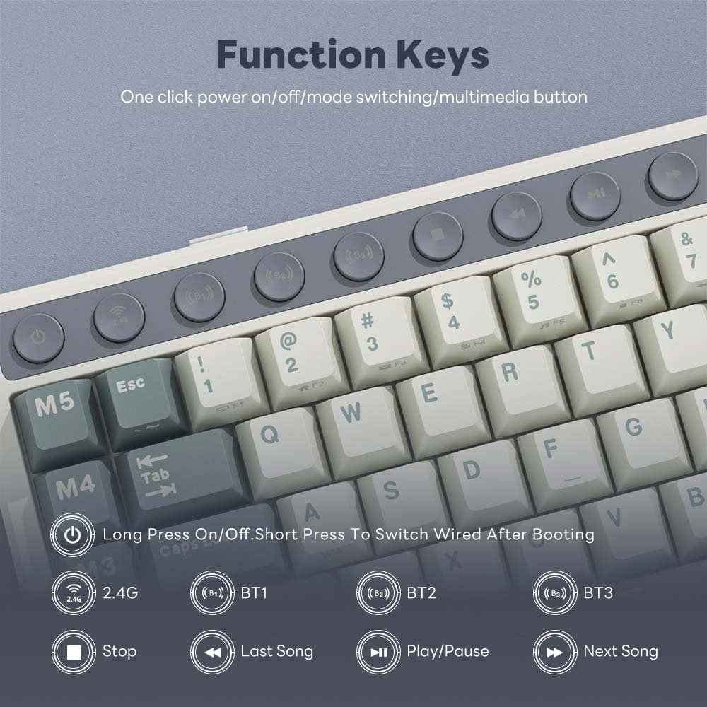 ROYAL KLUDGE RK M70 Hot Swappable Tri Mode Mechanical Gaming Keyboard