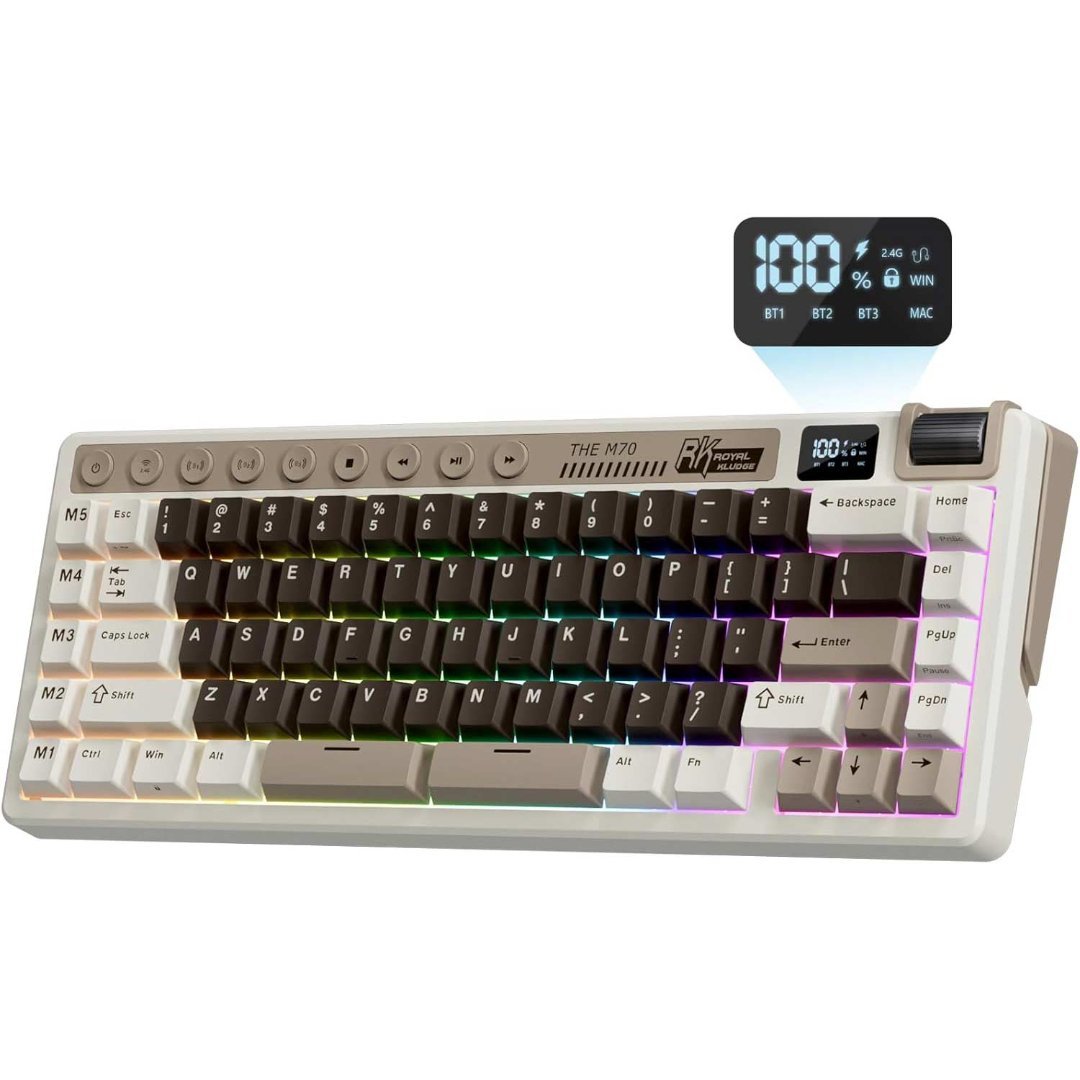 ROYAL KLUDGE RK M70 Hot Swappable Tri Mode Mechanical Gaming Keyboard
