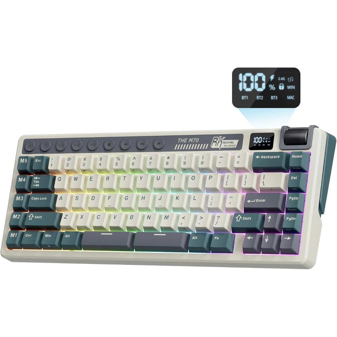 ROYAL KLUDGE RK M70 Hot Swappable Tri Mode Mechanical Gaming Keyboard