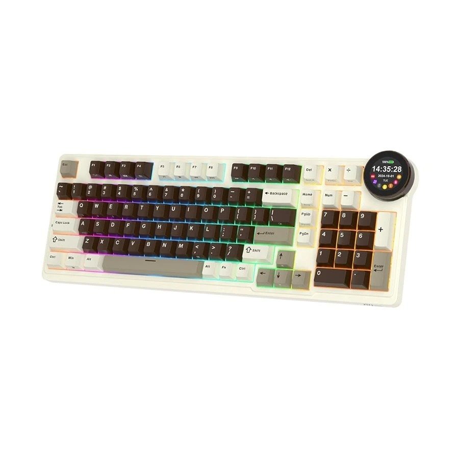 Royal Kludge RK N99 Tri Mode RGB Hot Swap (Beige Switch) Mocha Grey Mechanical Gaming Keyboard