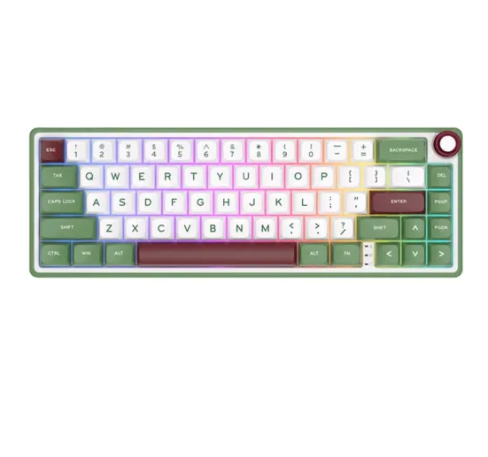 Royal Kludge RK R65 Brown Switch RGB Hot Swappable Mechanical Keyboard- GREENSAND