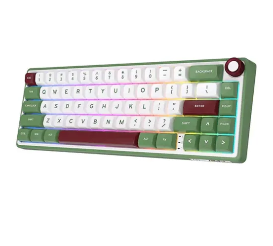 Royal Kludge RK R65 Brown Switch RGB Hot Swappable Mechanical Keyboard- GREENSAND