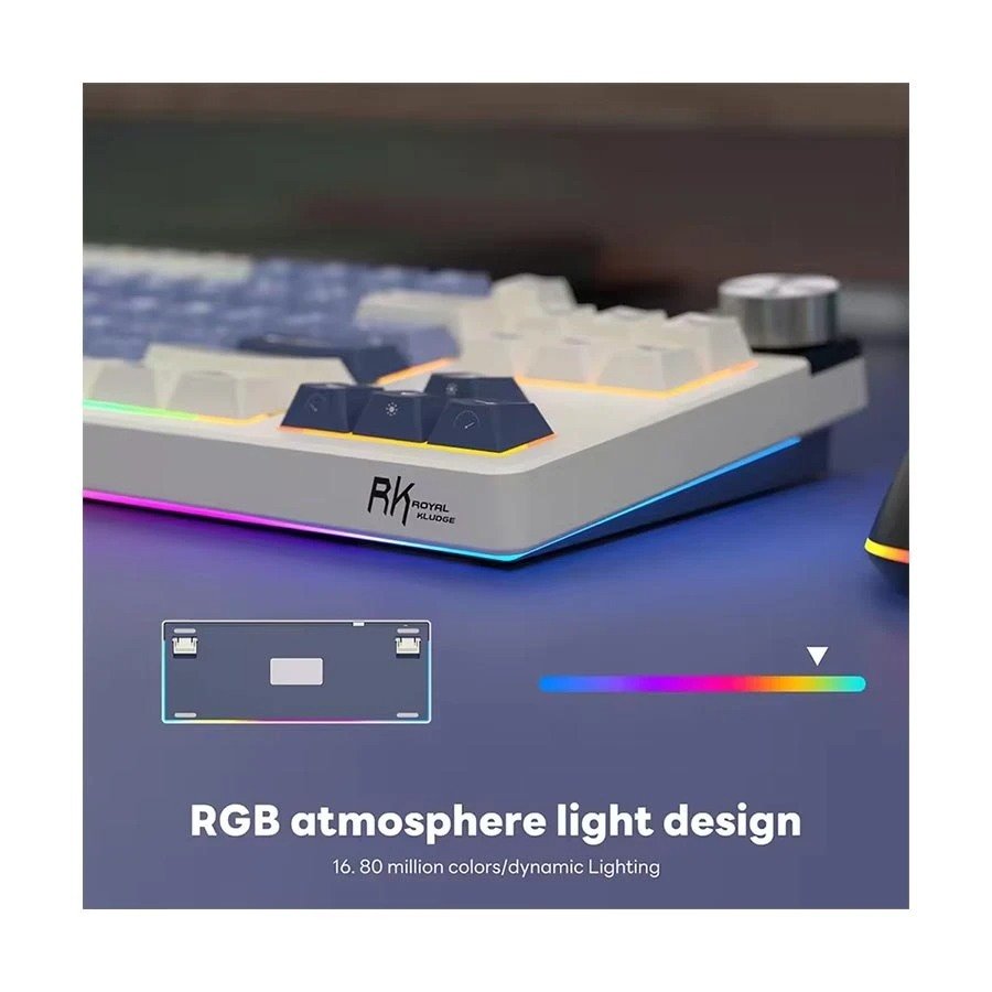 Royal Kludge RK S85 Tri Mode RGB Hot Swap (Beige Switch) Horizon Blue Mechanical Gaming Keyboard