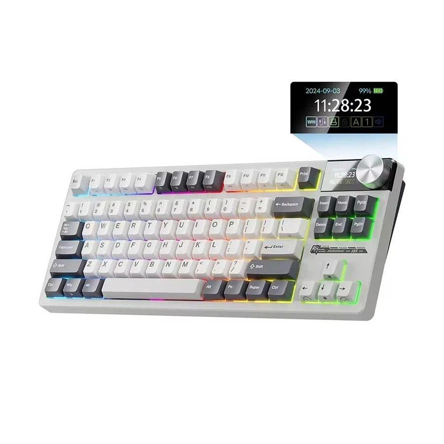 Royal Kludge RK S85 Tri Mode RGB Hot Swap (Beige Switch) White Night Mechanical Gaming Keyboard