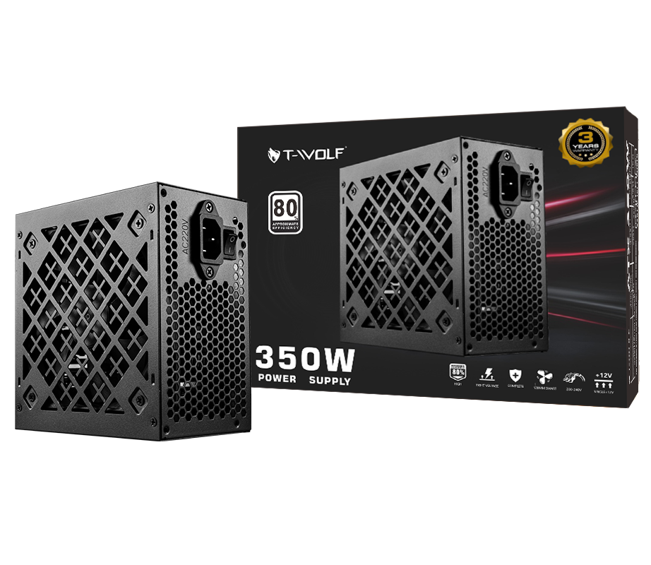 T-wolf ATX 350W Power Supply with power cable