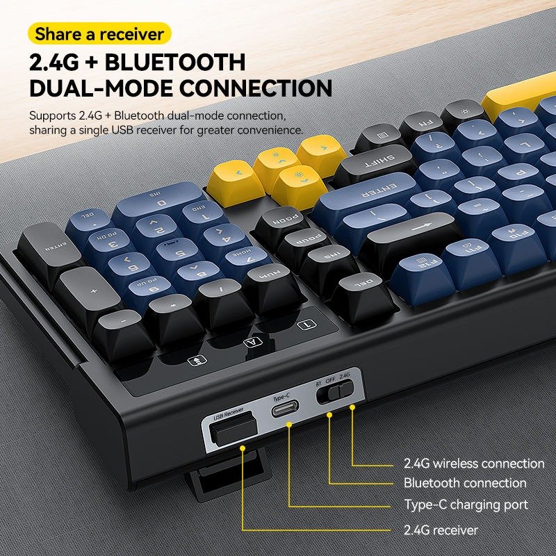 T-WOLF TF300 Dual Mode Wireless BT Keyboard and Mouse Combo