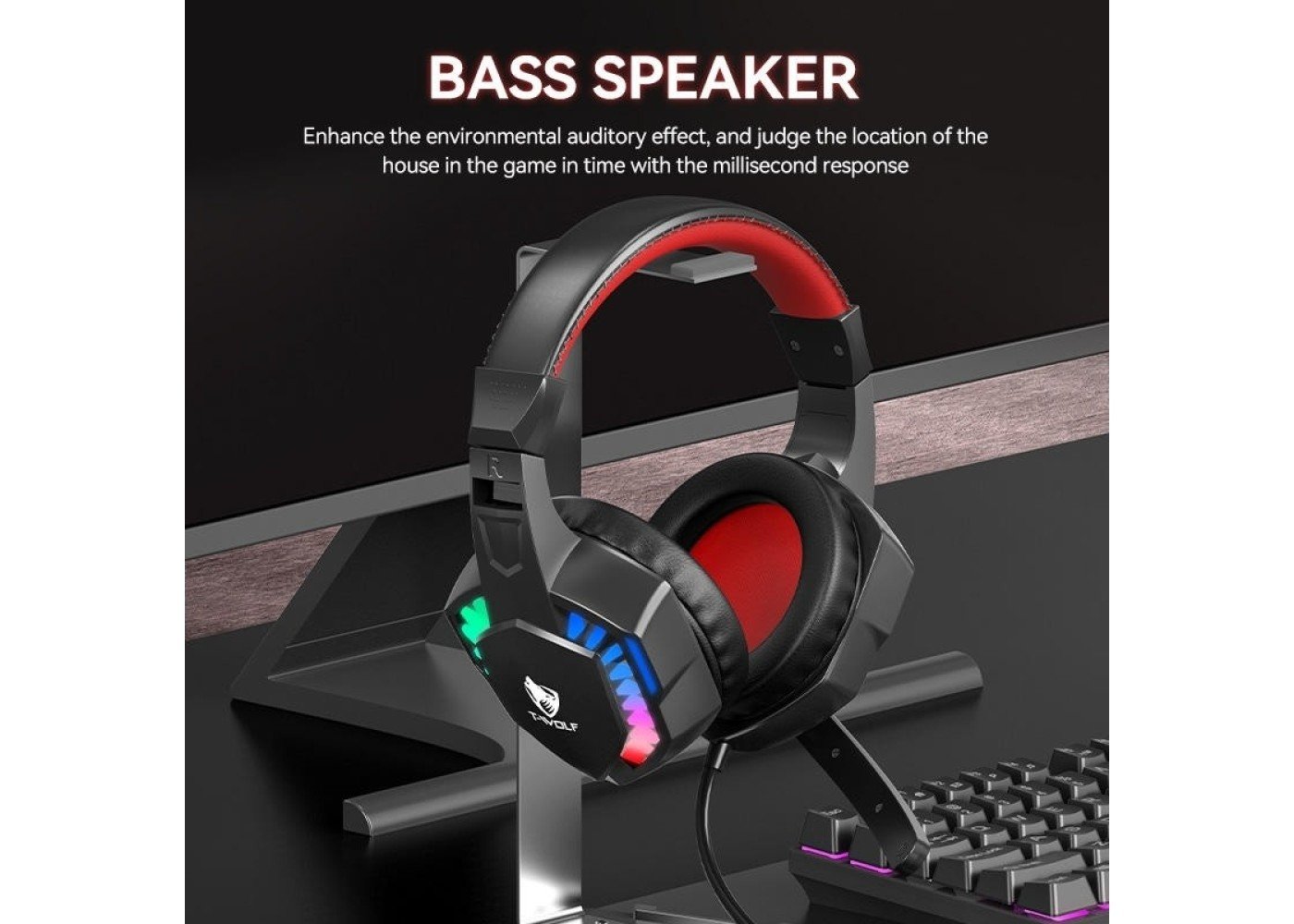 T-WOLF H120 RGB Wired Gaming Headphones