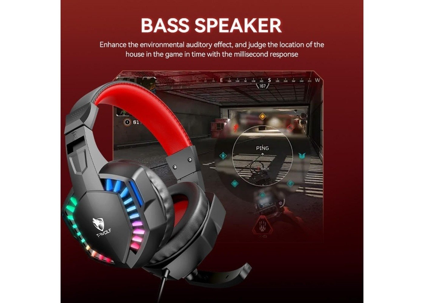 T-WOLF H120 RGB Wired Gaming Headphones