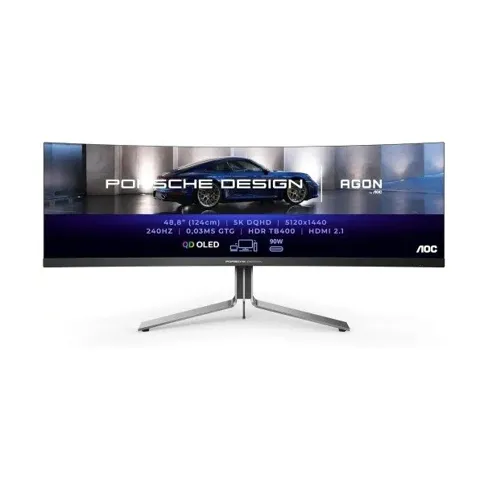 AOC AGON PRO PD49 PORSCHE DESIGN 49" 240Hz 0.3ms 5K DUAL-QHD QD-OLED Gaming Curved Monitor