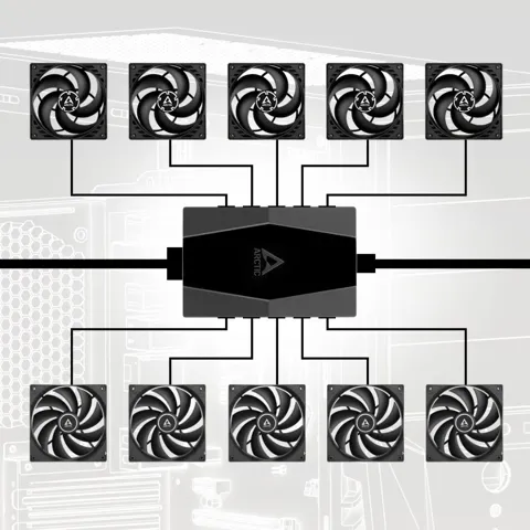 Arctic 10 Port PWM Case Fan Hub with SATA Power