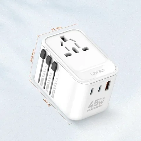 LDNIO Z8 Universal 3 USB Ports 45W GaN Travel Adapter – White