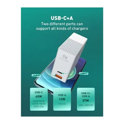 LDNIO A2620C 65W PD+QC3.0 Fast Charging Adapter with Universal Plug