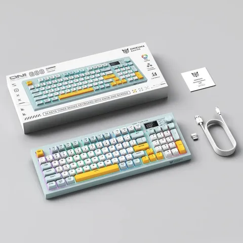 ONIKUMA G80 94 Keys Tri-Mode Wireless Membrane Keyboard with LCD Screen & Multifunction Knob