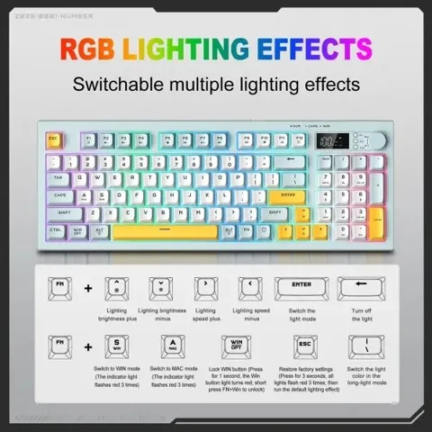 ONIKUMA G80 94 Keys Tri-Mode Wireless Membrane Keyboard with LCD Screen & Multifunction Knob