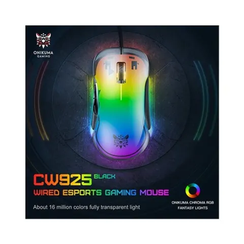 ONIKUMA CW925 12800 DPI RGB Backlit Wired Transparent Gaming Mouse