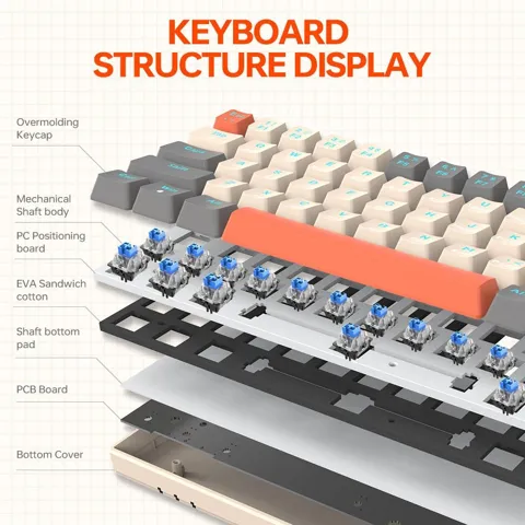 T-Wolf T30 Blue Switch Wireless RGB Mechanical Keyboard