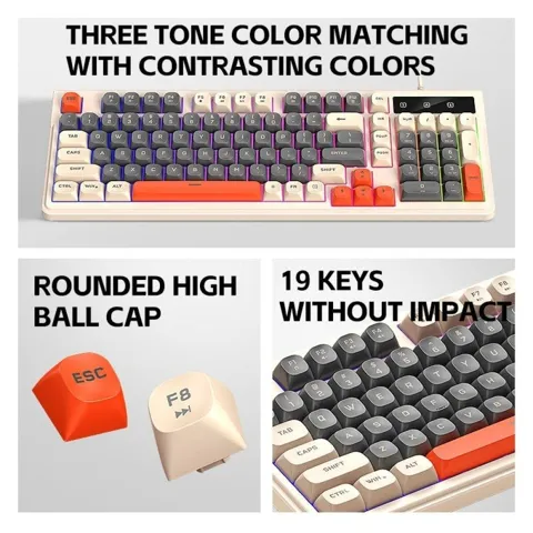 T-WOLF T13 Mixed Color Keycaps Gaming Keyboard