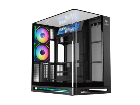 T-WOLF AKUMA Gaming ATX Curved ARGB VGA Casing with LCD Display
